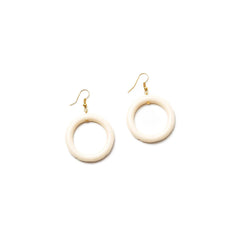 Cream Heavy Carve Drop Hoop Earrings by Splendette-0 width=100 