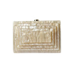 Art Deco Acrylic Rectangular Clutch Handbag-Cream-0