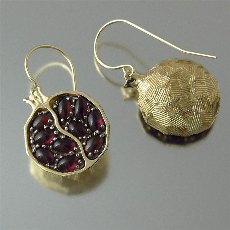 Pomegranate Earrings in Golden, Silvery, and Rose Golden Finishes
