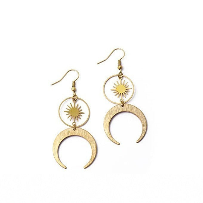 Alloy Women's Moon Circle Earrings Ear Hook Earrings