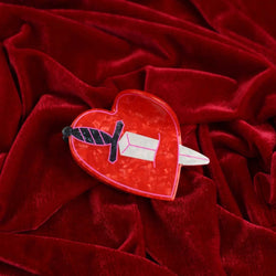 "Jezebel" Heart and Dagger Hair Clip width=100 