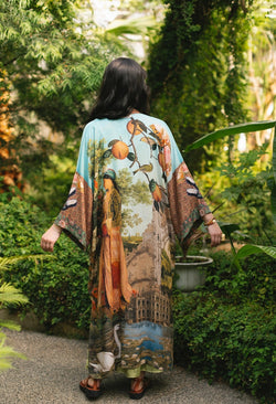 "Secret Garden" Kimono with Swan width=100 