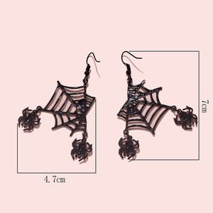 Dual Spiders and Web Earrings