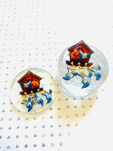 "Gwen" Bird House Earrings