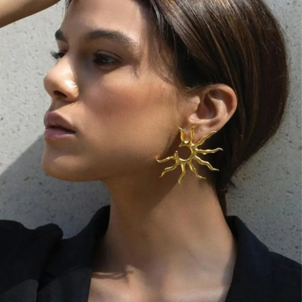 Golden Sun Ray Earrings