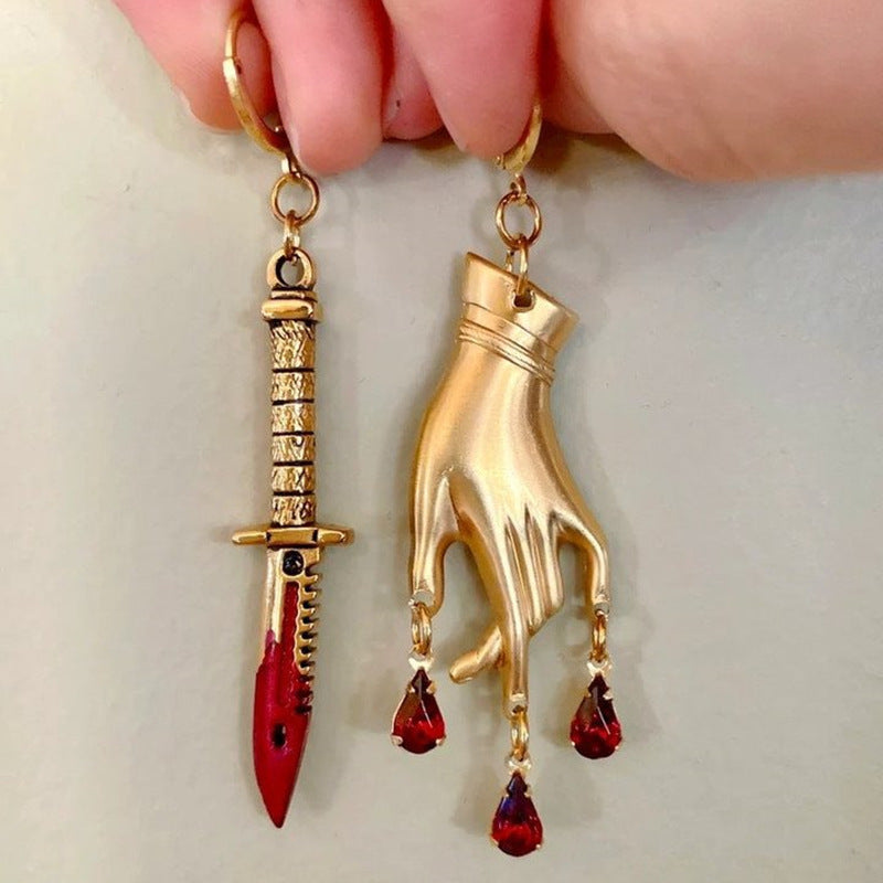 "Delia" Drippy Hand and Dagger Earrings