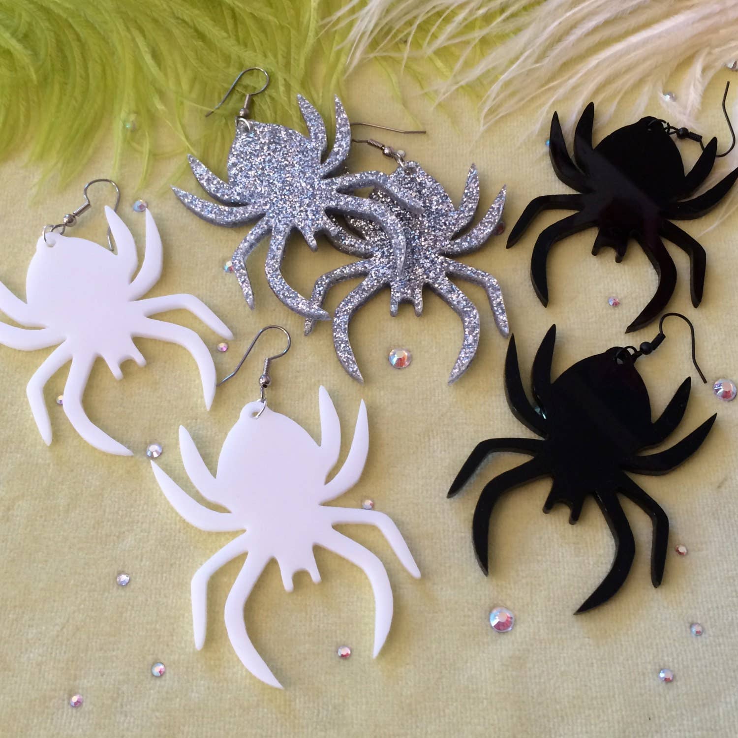 Big Acrylic Spider Earrings-1