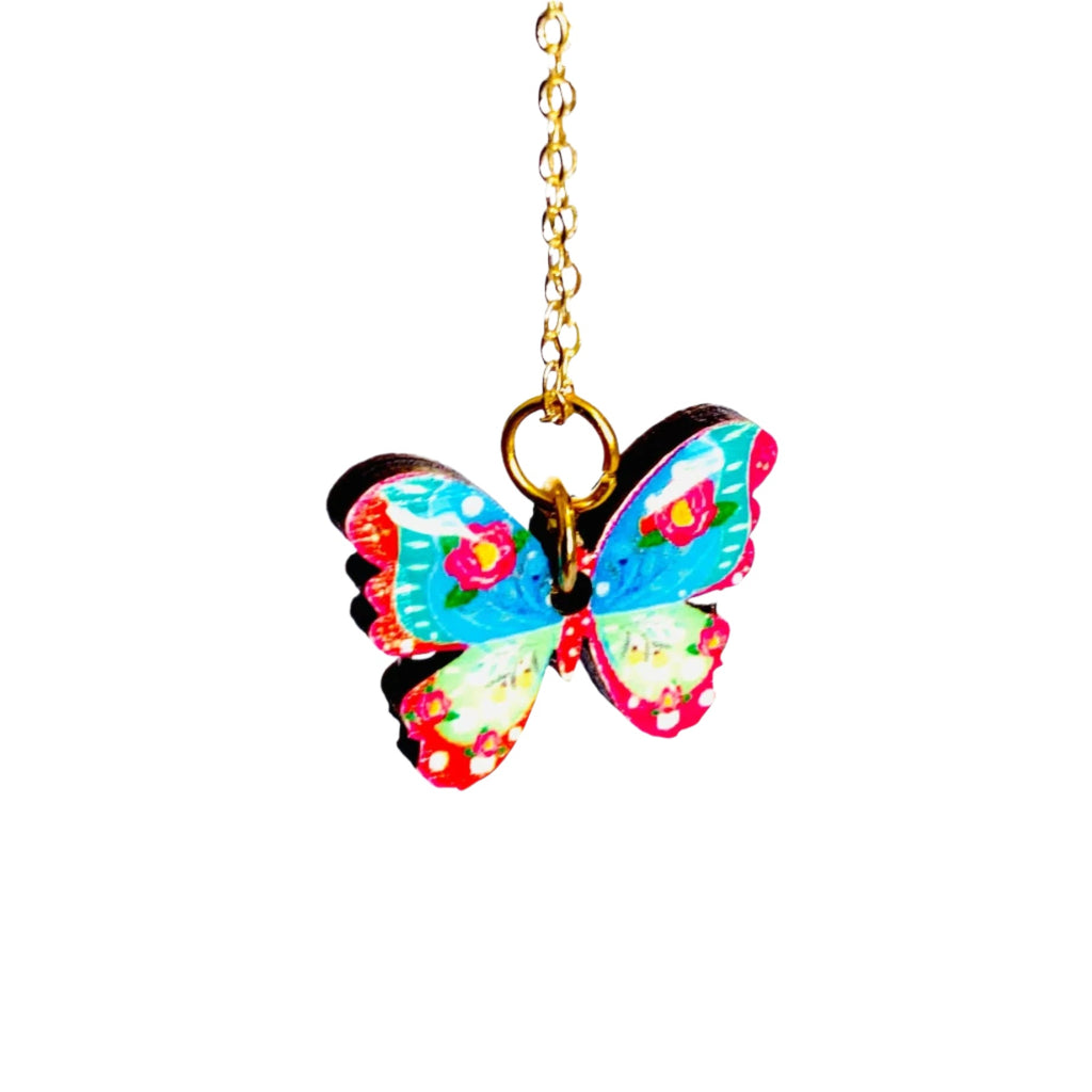 Butterfly Necklace on Gold Chain by Rosie Rose Parker-0