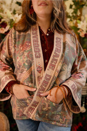 "Courage Dear Heart" Fleece Cottage Cardigan Kimono Jacket width=100 