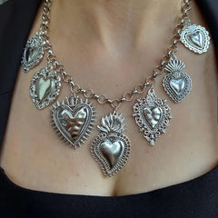 "Tamara" Silvery Hearts Necklace