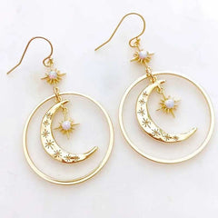 "Ganymede" Moon Stars Earrings