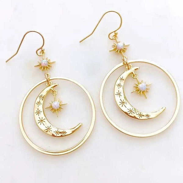 "Ganymede" Moon Stars Earrings