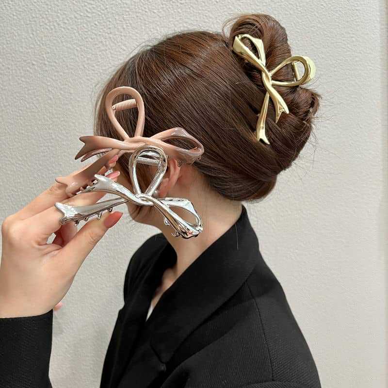 Ribbon Bowknot Barrettes Women's High-end Metal Clip