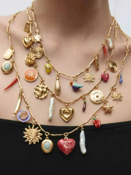 3-piece multi-charms Necklace