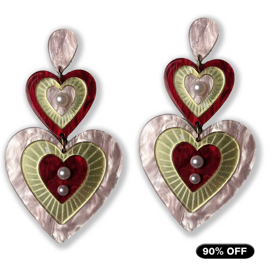 "Valentina" Large Hearts Earrings