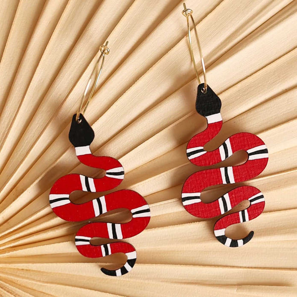 "Galatea" Coral Snake Hoop Earrings