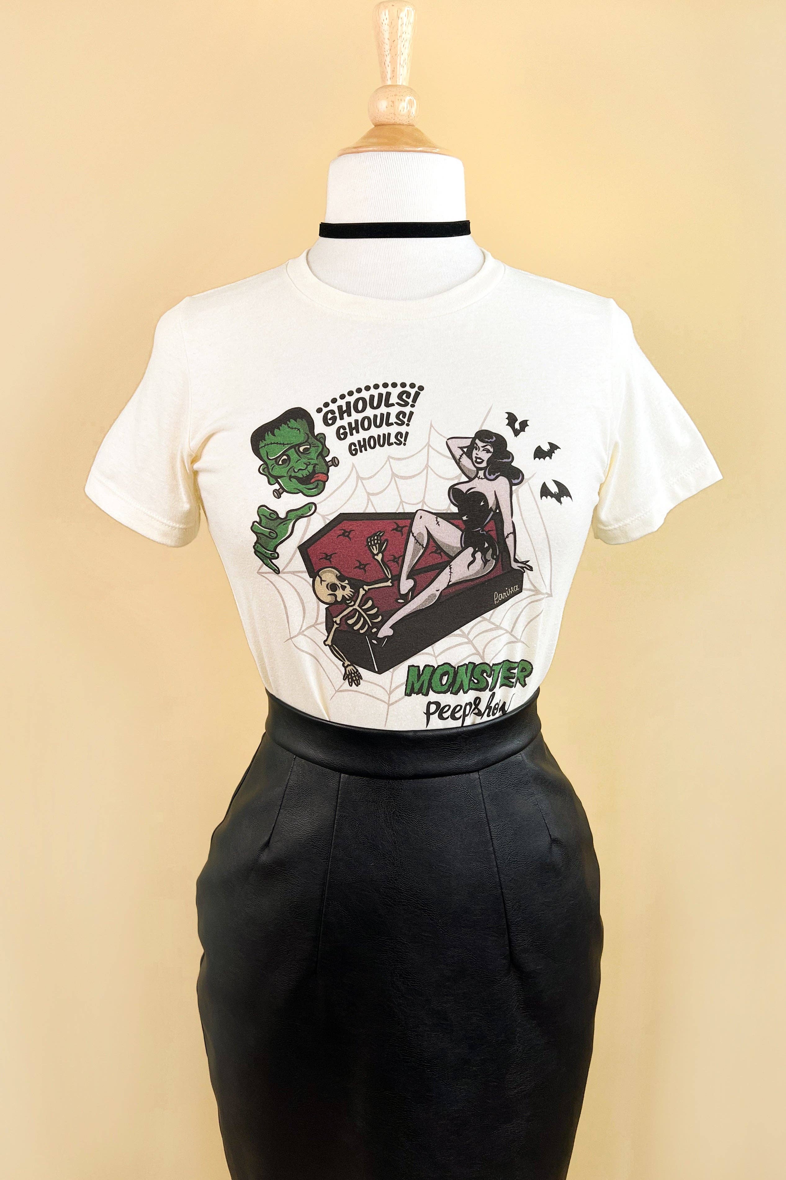 Monster Peepshow Fitted Tee in Ivory-1