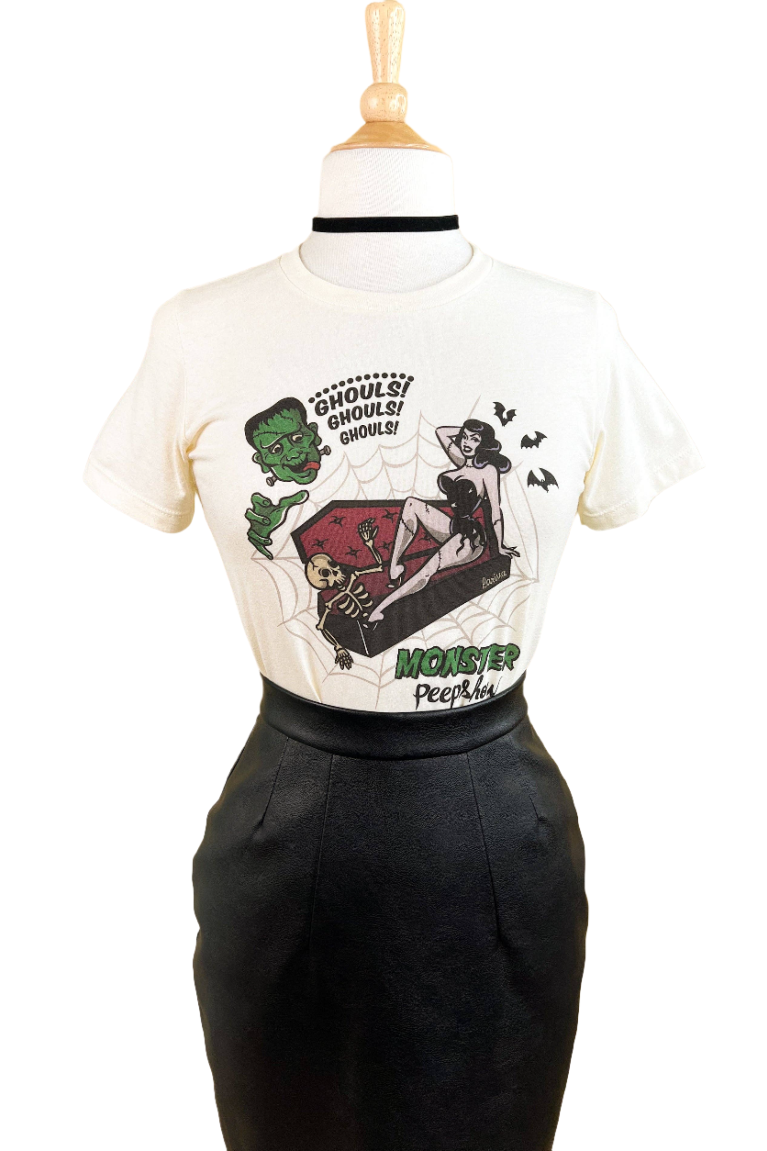 Monster Peepshow Fitted Tee in Ivory-0