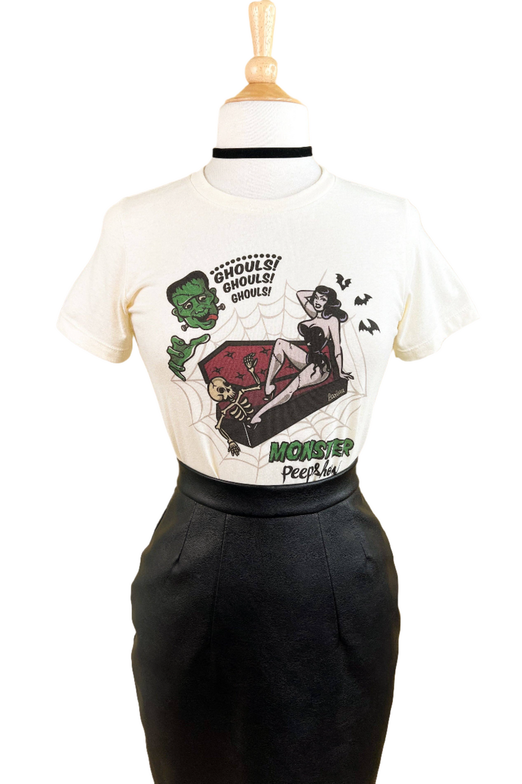 Monster Peepshow Fitted Tee in Ivory-0