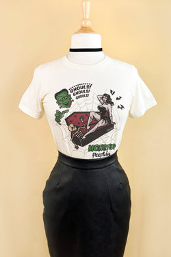 Monster Peepshow Fitted Tee in Ivory-1 width=100 