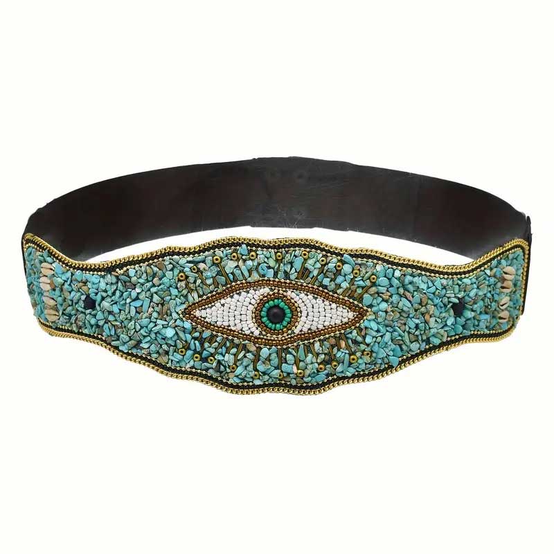 "Devila" Beaded Eye Stretch Waist Belt