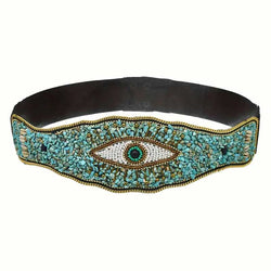 "Devila" Beaded Eye Stretch Waist Belt width=100 