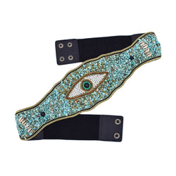 "Devila" Beaded Eye Stretch Waist Belt width=100 