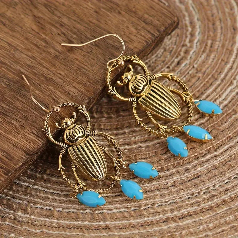 "Nerthus" Scarab and Beads Earrings