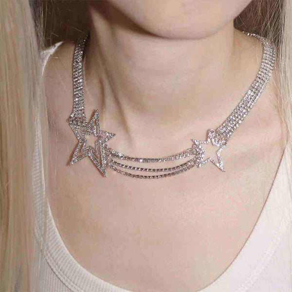 Double Stars Crystal Necklace