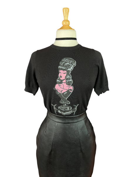 "Mrs. Frankenstein" Short Sleeve Sweater