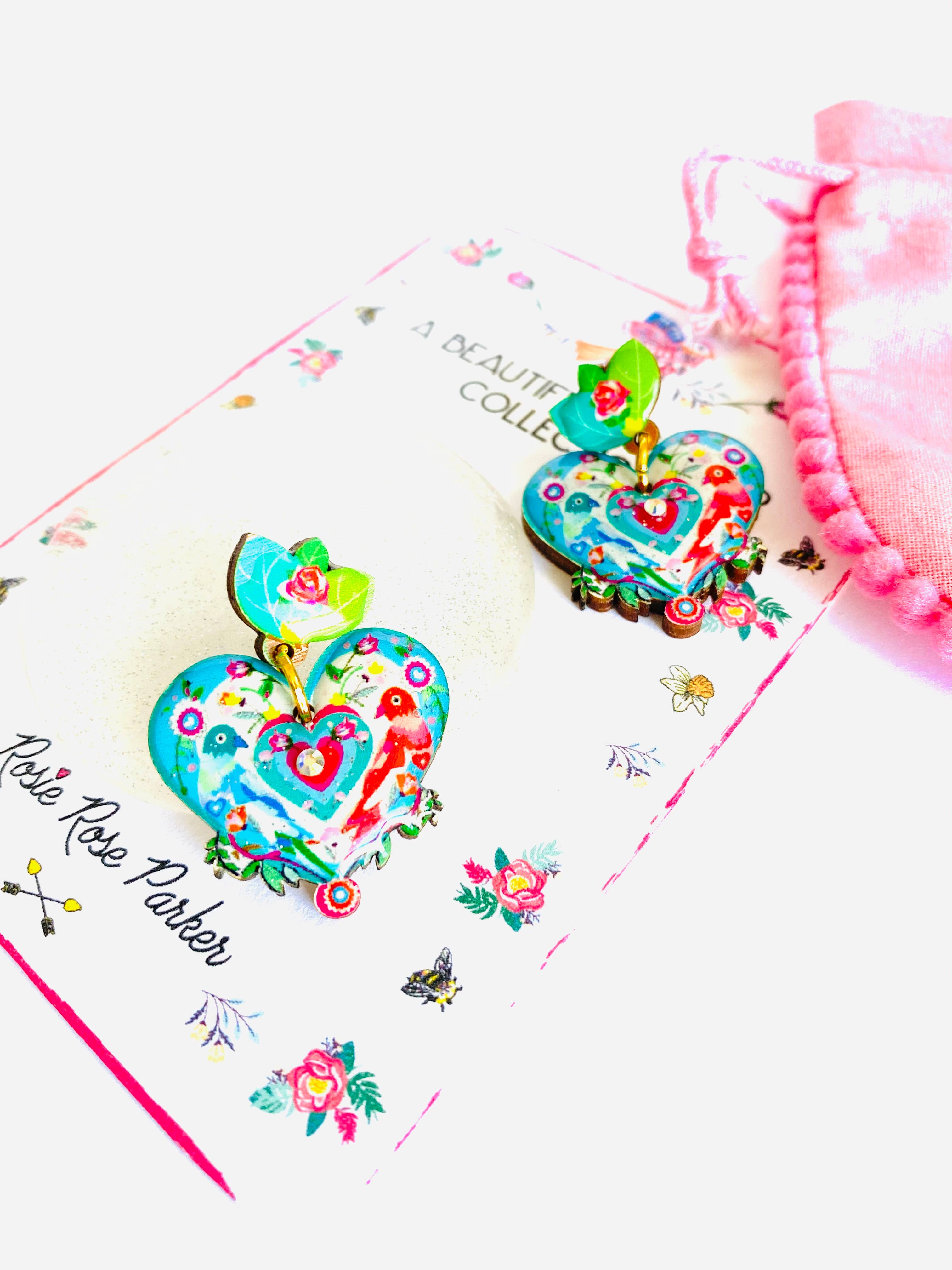 Love Bird Heart Shaped Earrings by Rosie Rose Parker-3