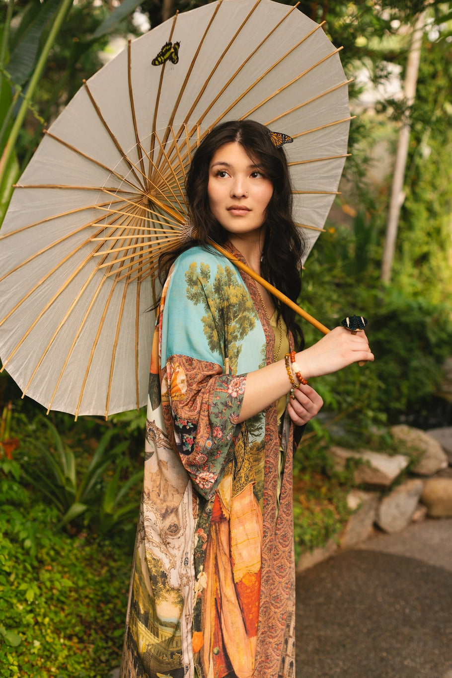 "Secret Garden" Kimono with Swan