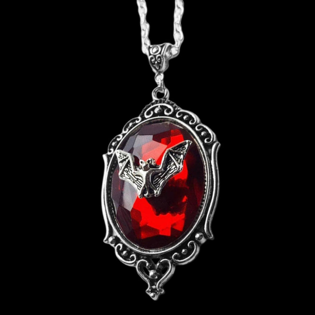 Gothic Red Bat Necklace