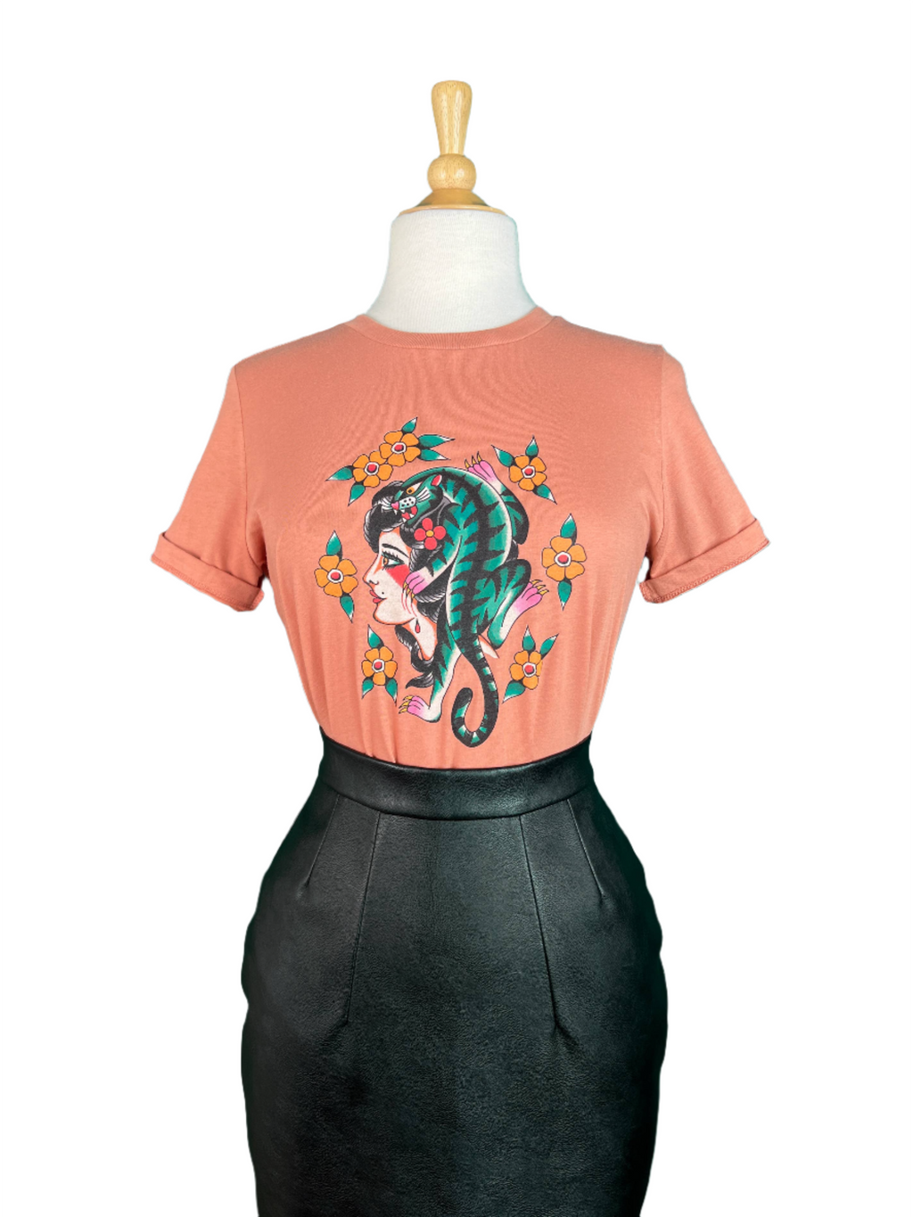 The Blue Tiger Lady Relaxed Tee in Terracotta Pink-0