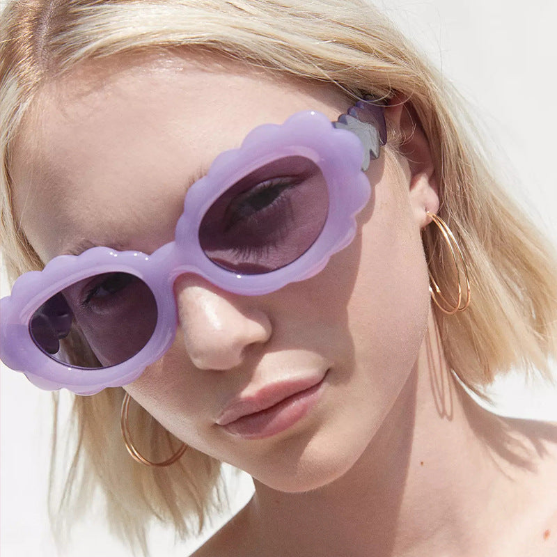 Personalized Clouds Oval Sunflower Flowers Sun Protection Glasses