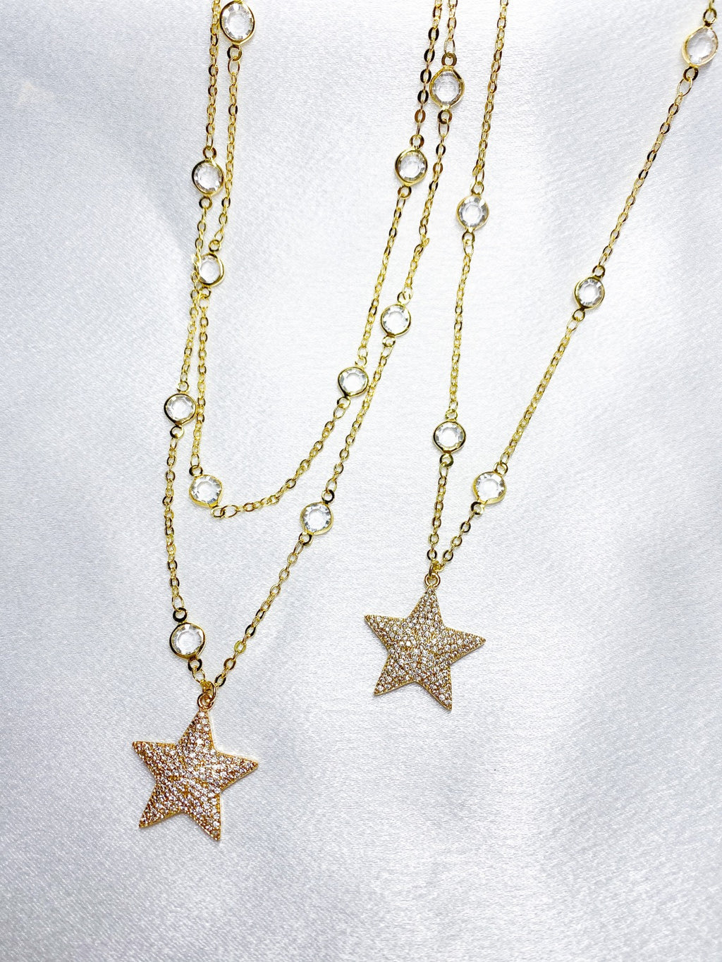 Gold Diamond Star Necklaces-0