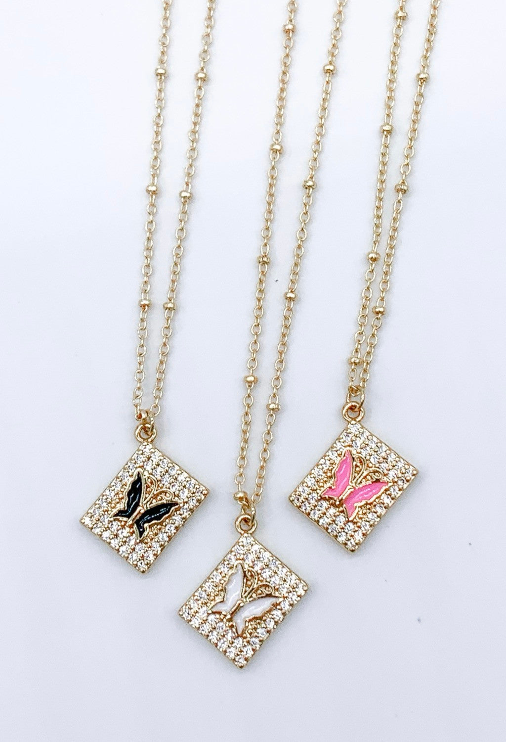 Neon Square Butterfly Necklaces-0