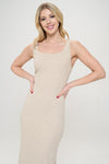 Solid Rib Knit Bodycon Dress with Slit-0