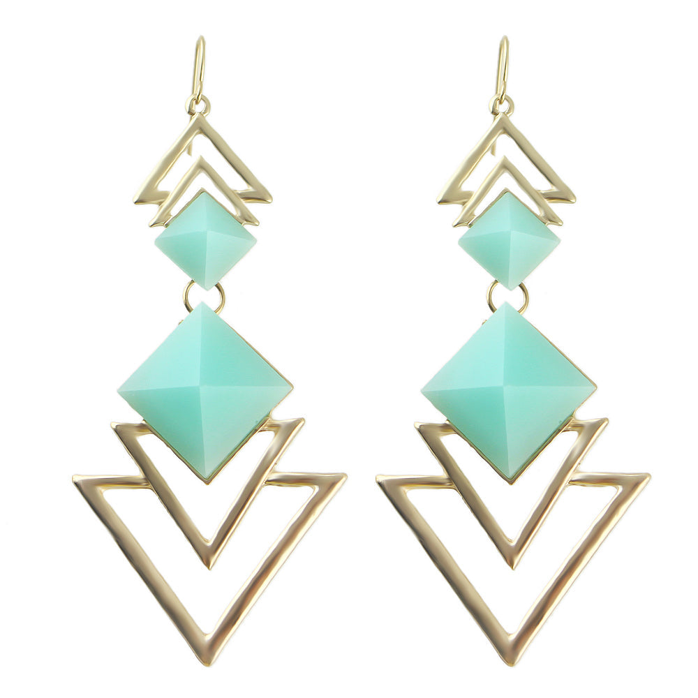 Trendy Jewellery Pink Blue Acrylic Triangle Geometric Earrings Wholesale Price-0