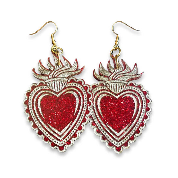 "Esme" Flaming Heart Earrings