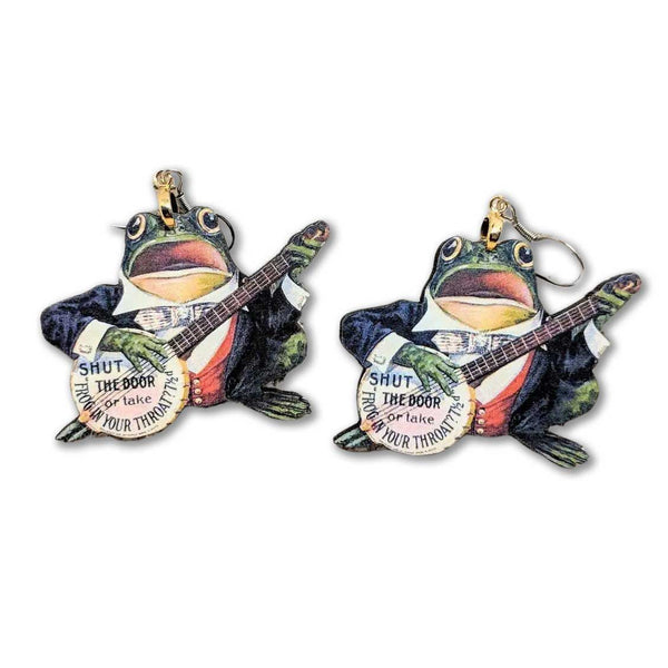 "Clementine" Banjo Frog Earrings