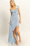 HYFVE Chiffon Ruffle Trim Midi Dress-0