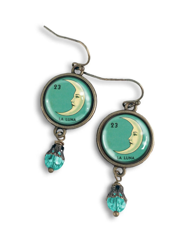 "Celestine" Loteria Moon Earrings