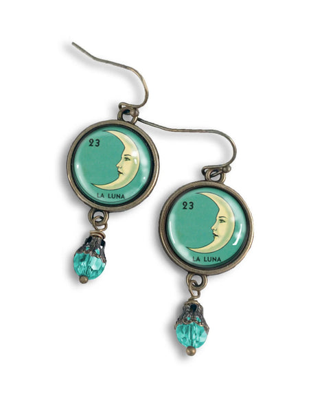 "Celestine" Loteria Moon Earrings