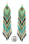 HANDMADE MULTI SEEDBEAD LONG TASSEL DROP EARRING-0