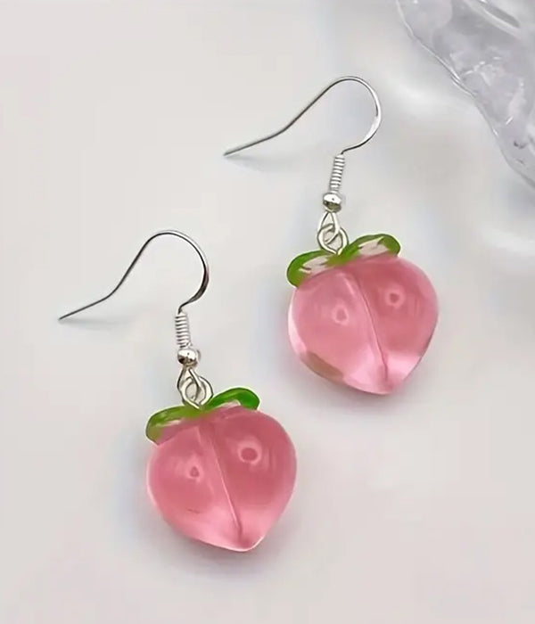 3D ACRYLIC PEACH EARRING-0