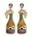 PEARL AND RHINESTONE CHAMPAGNE BOTTLE EARRING-0