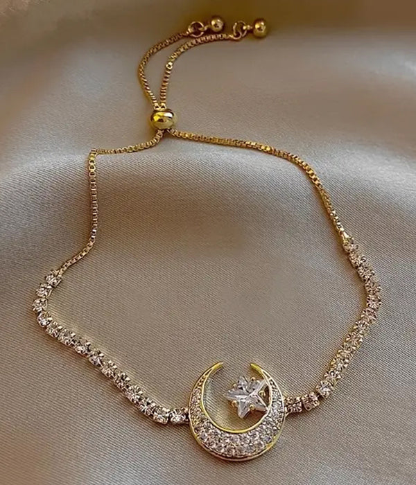STAR AND MOON PULL TIE CHAIN BRACELET-0