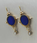 VINTAGE FACET STONE OVAL EARRING-0
