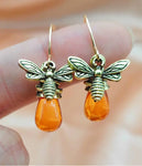 TEARDROP STONE BEE EARRING-0